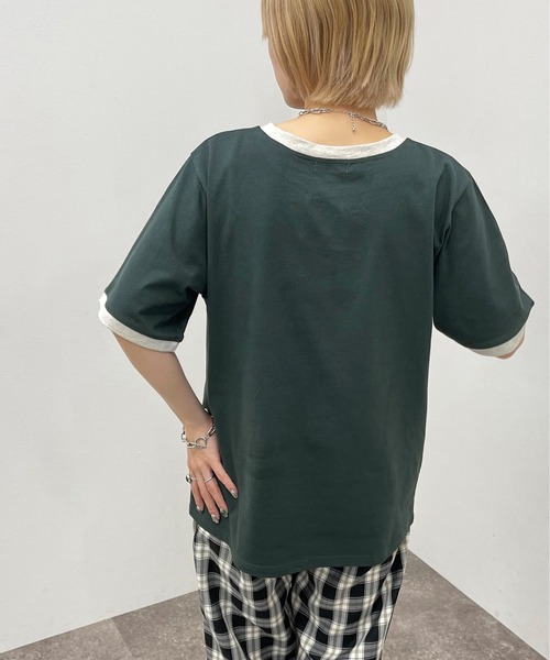 apres jour mignon(アプレジュールミニョン)の「リンガーTシャツ【ZOZOTOWN限定アイテム】(Tシャツ/カットソー・レディース・ダークグリーン/ボルドー/ダークブルー・X-LARGE/フリー)」の9枚目の写真