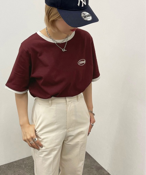 apres jour mignon(アプレジュールミニョン)の「リンガーTシャツ【ZOZOTOWN限定アイテム】(Tシャツ/カットソー・レディース・ダークグリーン/ボルドー/ダークブルー・X-LARGE/フリー)」の18枚目の写真
