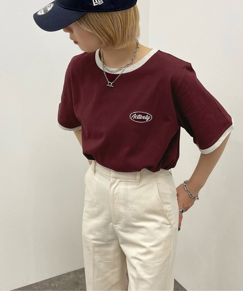 apres jour mignon(アプレジュールミニョン)の「リンガーTシャツ【ZOZOTOWN限定アイテム】(Tシャツ/カットソー・レディース・ダークグリーン/ボルドー/ダークブルー・X-LARGE/フリー)」の19枚目の写真