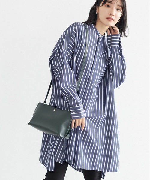 Green　Parks（グリーンパークス）の「イージーケアシャツワンピース＊（ワンピース・レディース・オフホワイト/グレイッシュベージュ/ベージュ系その他2/ブルー系その他4・FREE）」の4枚目の写真