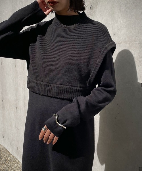 &g'aime（アンジェム）の「【&g’aime】ベストレイヤードニットワンピース/2ピース（ワンピース・レディース・グレイッシュベージュ/ブラウン/ブラック・FREE）」の8枚目の写真