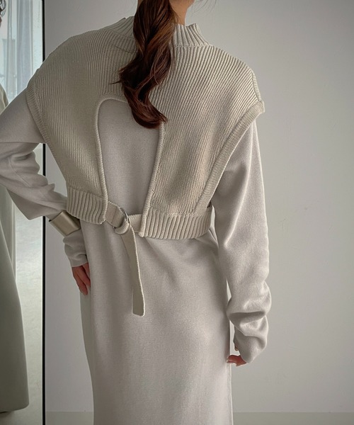 &g'aime（アンジェム）の「【&g’aime】ベストレイヤードニットワンピース/2ピース（ワンピース・レディース・グレイッシュベージュ/ブラウン/ブラック・FREE）」の11枚目の写真