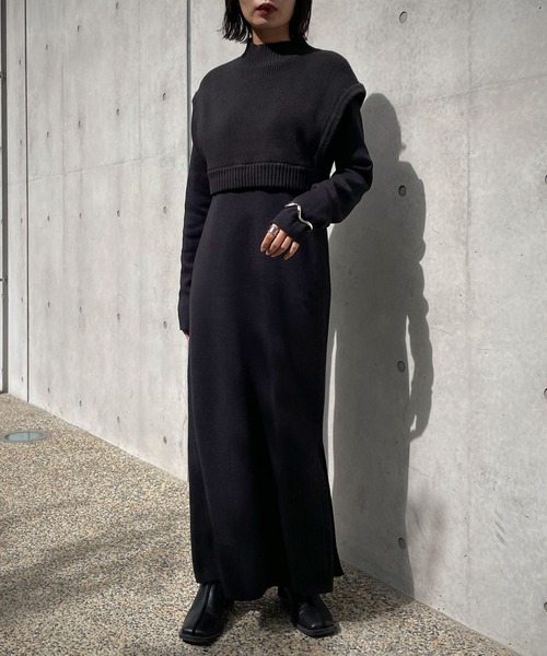 &g'aime（アンジェム）の「【&g’aime】ベストレイヤードニットワンピース/2ピース（ワンピース・レディース・グレイッシュベージュ/ブラウン/ブラック・FREE）」の12枚目の写真