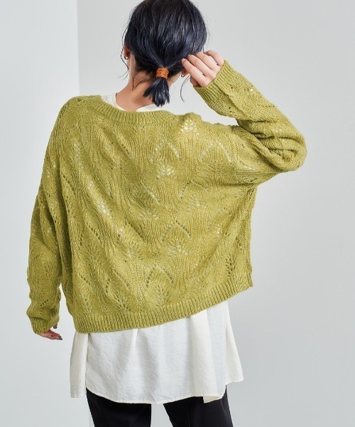 e.r.g*（イーアールジー）の「モヘアライクシアーニット（ニット/セーター・レディース・グレー/レッド/オフホワイト/ライム・M）」の6枚目の写真