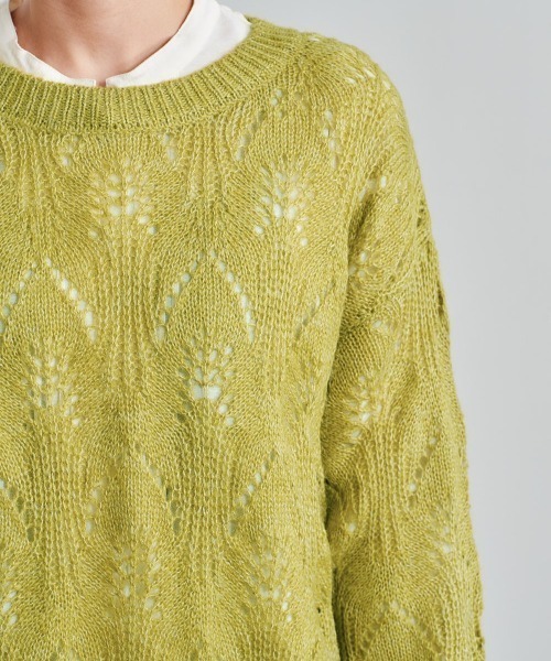 e.r.g*（イーアールジー）の「モヘアライクシアーニット（ニット/セーター・レディース・グレー/レッド/オフホワイト/ライム・M）」の21枚目の写真