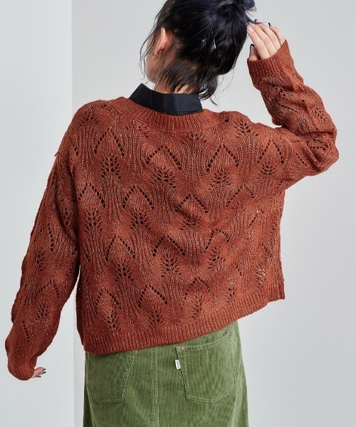 e.r.g*（イーアールジー）の「モヘアライクシアーニット（ニット/セーター・レディース・グレー/レッド/オフホワイト/ライム・M）」の19枚目の写真