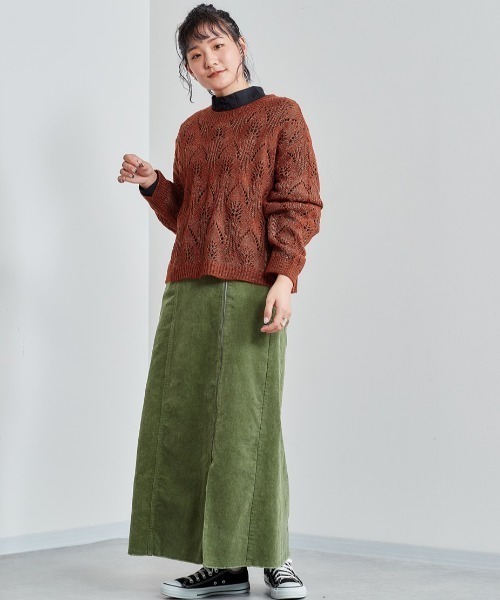 e.r.g*（イーアールジー）の「モヘアライクシアーニット（ニット/セーター・レディース・グレー/レッド/オフホワイト/ライム・M）」の15枚目の写真