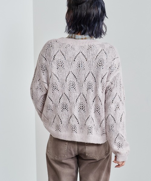 e.r.g*（イーアールジー）の「モヘアライクシアーニット（ニット/セーター・レディース・グレー/レッド/オフホワイト/ライム・M）」の22枚目の写真