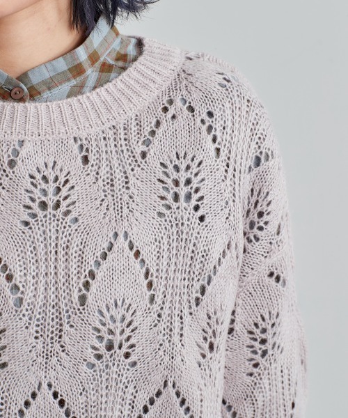 e.r.g*（イーアールジー）の「モヘアライクシアーニット（ニット/セーター・レディース・グレー/レッド/オフホワイト/ライム・M）」の20枚目の写真