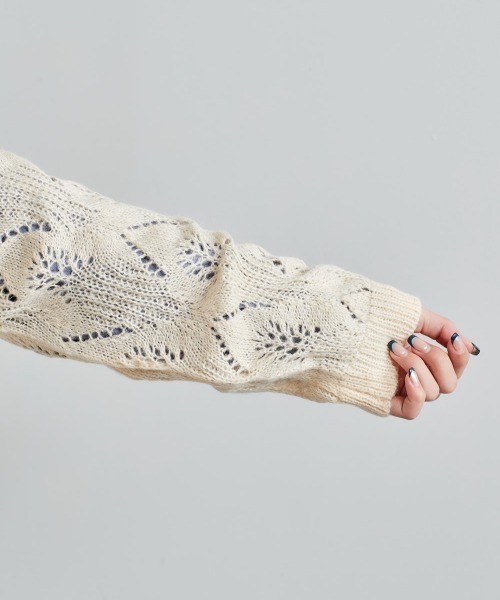 e.r.g*（イーアールジー）の「モヘアライクシアーニット（ニット/セーター・レディース・グレー/レッド/オフホワイト/ライム・M）」の12枚目の写真