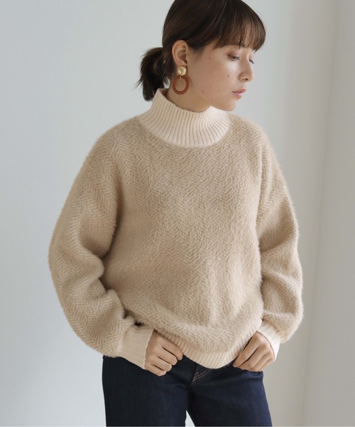 HER CLOSET(ハークローゼット)の「【shemoshelly】ヘリンボーンシャギーニットプルオーバー(ニット/セーター・レディース・ライトブルー/ブラウン/アイボリー/ラベンダー・M)」の2枚目の写真