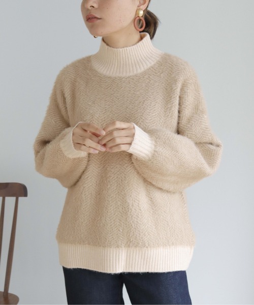 HER CLOSET(ハークローゼット)の「【shemoshelly】ヘリンボーンシャギーニットプルオーバー(ニット/セーター・レディース・ライトブルー/ブラウン/アイボリー/ラベンダー・M)」の21枚目の写真