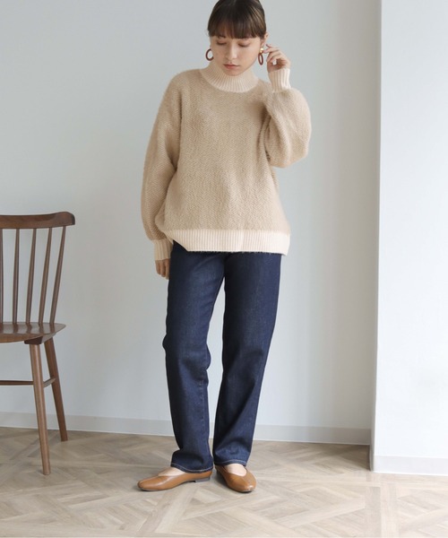 HER CLOSET(ハークローゼット)の「【shemoshelly】ヘリンボーンシャギーニットプルオーバー(ニット/セーター・レディース・ライトブルー/ブラウン/アイボリー/ラベンダー・M)」の14枚目の写真