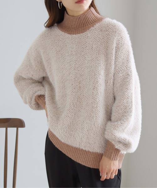 HER CLOSET(ハークローゼット)の「【shemoshelly】ヘリンボーンシャギーニットプルオーバー(ニット/セーター・レディース・ライトブルー/ブラウン/アイボリー/ラベンダー・M)」の11枚目の写真