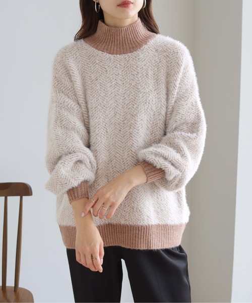 HER CLOSET(ハークローゼット)の「【shemoshelly】ヘリンボーンシャギーニットプルオーバー(ニット/セーター・レディース・ライトブルー/ブラウン/アイボリー/ラベンダー・M)」の15枚目の写真