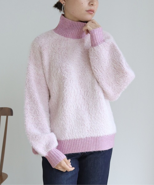 HER CLOSET(ハークローゼット)の「【shemoshelly】ヘリンボーンシャギーニットプルオーバー(ニット/セーター・レディース・ライトブルー/ブラウン/アイボリー/ラベンダー・M)」の19枚目の写真