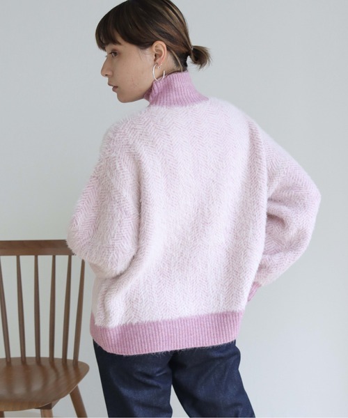 HER CLOSET(ハークローゼット)の「【shemoshelly】ヘリンボーンシャギーニットプルオーバー(ニット/セーター・レディース・ライトブルー/ブラウン/アイボリー/ラベンダー・M)」の9枚目の写真