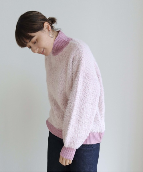 HER CLOSET(ハークローゼット)の「【shemoshelly】ヘリンボーンシャギーニットプルオーバー(ニット/セーター・レディース・ライトブルー/ブラウン/アイボリー/ラベンダー・M)」の16枚目の写真