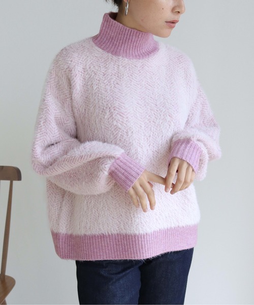 HER CLOSET(ハークローゼット)の「【shemoshelly】ヘリンボーンシャギーニットプルオーバー(ニット/セーター・レディース・ライトブルー/ブラウン/アイボリー/ラベンダー・M)」の13枚目の写真