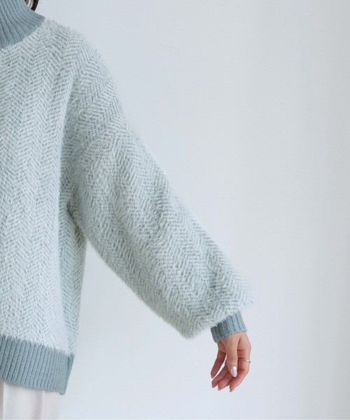 HER CLOSET(ハークローゼット)の「【shemoshelly】ヘリンボーンシャギーニットプルオーバー(ニット/セーター・レディース・ライトブルー/ブラウン/アイボリー/ラベンダー・M)」の20枚目の写真