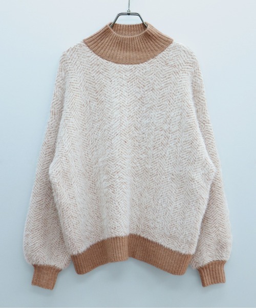 HER CLOSET(ハークローゼット)の「【shemoshelly】ヘリンボーンシャギーニットプルオーバー(ニット/セーター・レディース・ライトブルー/ブラウン/アイボリー/ラベンダー・M)」の10枚目の写真