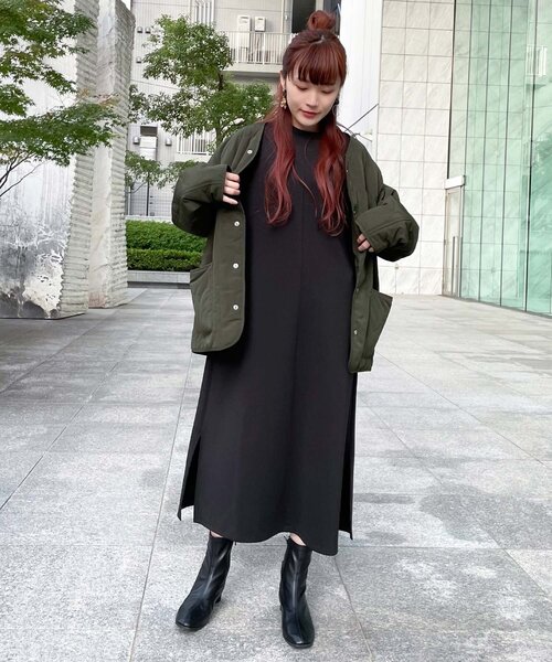 THE SHOP TK (ザ ショップ ティーケー )の「◆【近藤千尋さん着用】bouo ダンボール素材ワンピース(ワンピース・レディース・ブラック/ライトベージュ・11/12/13/14)」の3枚目の写真