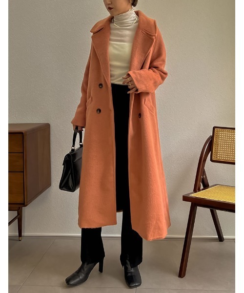 Re:EDIT（リエディ）の「[低身長サイズ有]カラーシャギービックカラーダブルチェスターコート（チェスターコート・レディース・ベージュ系その他/ミント/ブラック/オレンジ・SHORT/MEDIUM/LARGE）」の19枚目の写真