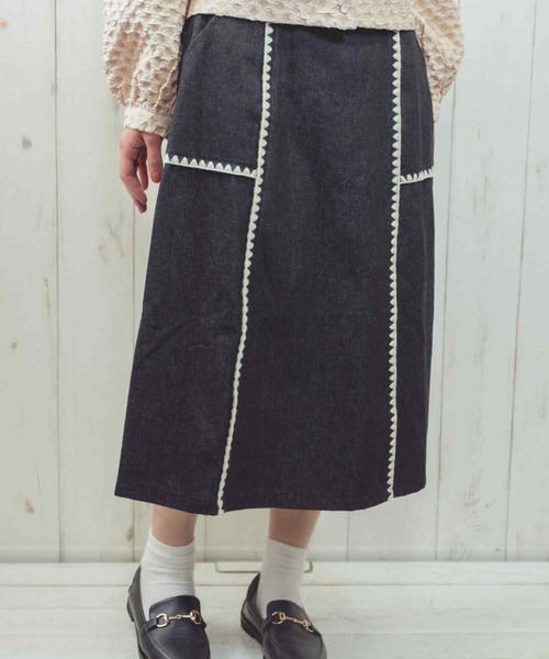 Hamble by Par Avion（ハンブルバイパラビオン）の「ステッチスカート（スカート・レディース・ブラック/ネイビー・ONESIZE）」の10枚目の写真