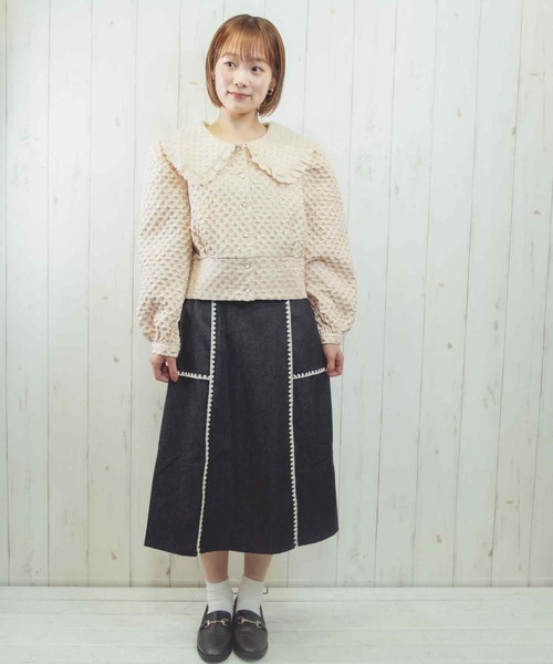 Hamble by Par Avion（ハンブルバイパラビオン）の「ステッチスカート（スカート・レディース・ブラック/ネイビー・ONESIZE）」の13枚目の写真