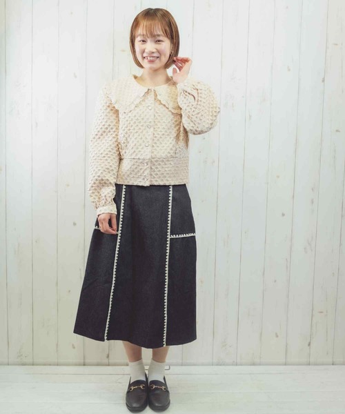 Hamble by Par Avion（ハンブルバイパラビオン）の「ステッチスカート（スカート・レディース・ブラック/ネイビー・ONESIZE）」の16枚目の写真