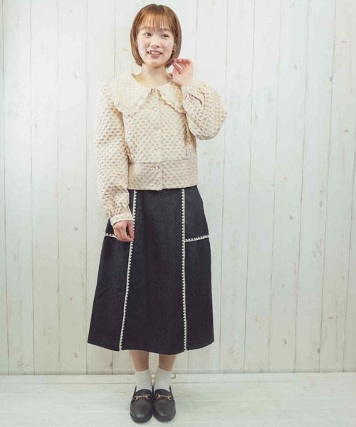 Hamble by Par Avion（ハンブルバイパラビオン）の「ステッチスカート（スカート・レディース・ブラック/ネイビー・ONESIZE）」の20枚目の写真