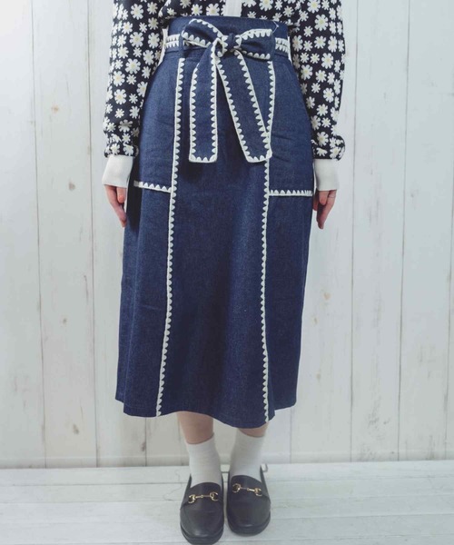 Hamble by Par Avion（ハンブルバイパラビオン）の「ステッチスカート（スカート・レディース・ブラック/ネイビー・ONESIZE）」の11枚目の写真