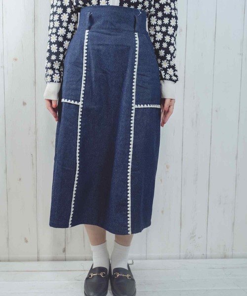 Hamble by Par Avion（ハンブルバイパラビオン）の「ステッチスカート（スカート・レディース・ブラック/ネイビー・ONESIZE）」の8枚目の写真