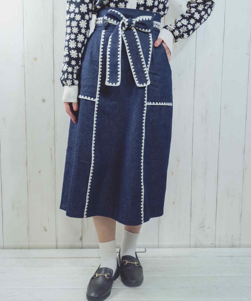 Hamble by Par Avion（ハンブルバイパラビオン）の「ステッチスカート（スカート・レディース・ブラック/ネイビー・ONESIZE）」の18枚目の写真