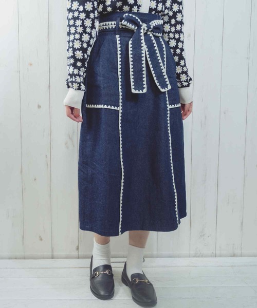 Hamble by Par Avion（ハンブルバイパラビオン）の「ステッチスカート（スカート・レディース・ブラック/ネイビー・ONESIZE）」の9枚目の写真