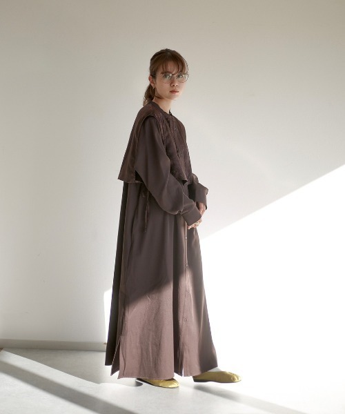 spoon store（スプーンストア）の「フラップレイヤードバンドカラーシャツワンピース（ワンピース・レディース・ブラック/ブラウン/グリーン・フリー）」の20枚目の写真