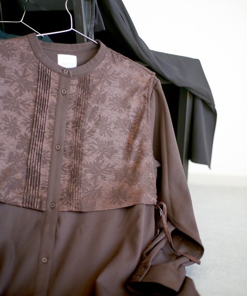 spoon store（スプーンストア）の「フラップレイヤードバンドカラーシャツワンピース（ワンピース・レディース・ブラック/ブラウン/グリーン・フリー）」の8枚目の写真