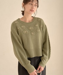 earth music&ecology（アースミュージックアンドエコロジー）の「フラワー刺繍ニットプルオーバー＊（ニット/セーター）」