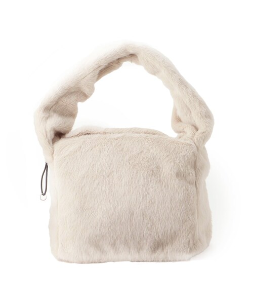 SHOO・LA・RUE（シューラルー）の「◆シャーリングエコファーショルダー（ショルダーバッグ・レディース・サンドベージュ/ナチュラル/ブラウン系/ライトグリーン系・00）」の3枚目の写真