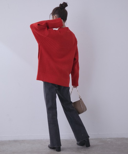 vis-`a-vis（ビサビ）の「【WEB限定】パッチワークケーブルニットプルオーバー（ニット/セーター・レディース・ブラック/ブルー系その他6/レッド/ラベンダー・FREE）」の18枚目の写真