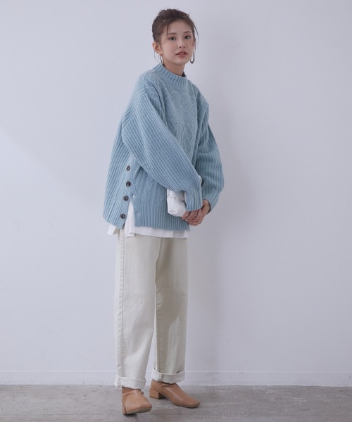 vis-`a-vis（ビサビ）の「【WEB限定】パッチワークケーブルニットプルオーバー（ニット/セーター・レディース・ブラック/ブルー系その他6/レッド/ラベンダー・FREE）」の17枚目の写真