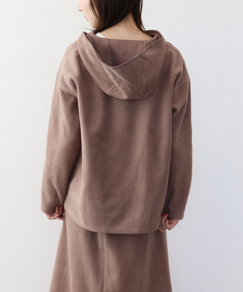 Three Four Time(スリーフォータイム)の「接結ボアパイピングフードプルオーバー(その他トップス・レディース・ブラウン/アイボリー・FREE)」の4枚目の写真