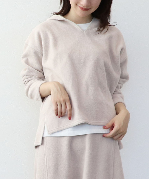 Three Four Time(スリーフォータイム)の「接結ボアパイピングフードプルオーバー(その他トップス・レディース・ブラウン/アイボリー・FREE)」の6枚目の写真