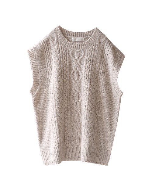 apartment department（アパートメントデパートメント）の「メランジ調 地柄ニット ワイドベスト（ベスト・レディース・チャコール/アイボリー・M）」の8枚目の写真