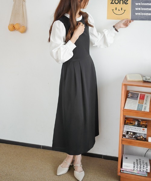 Diosfront(ディオスフロント)の「配色プチハイネックロングワンピース(ワンピース・レディース・ブラック/モカ・S/M/L)」の6枚目の写真