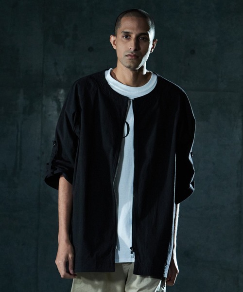 VIRGOwearworks(ヴァルゴウェアワークス)の「NO COLLAR CANNON SHELL(ノーカラージャケット・メンズ・ブラック/ブルー/バーガンディー・2/3/4)」の1枚目の写真