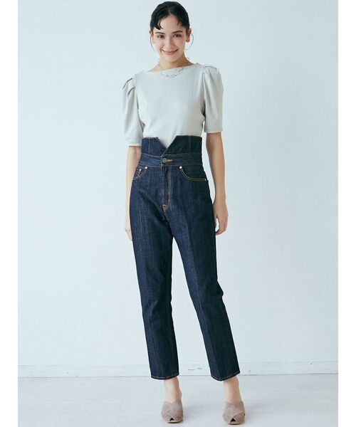 LAGUNAMOON（ラグナムーン）の「ハイウエストデザインデニムパンツ（デニムパンツ・レディース・インディゴブルー/ブラウン・SMALL/MEDIUM）」の3枚目の写真