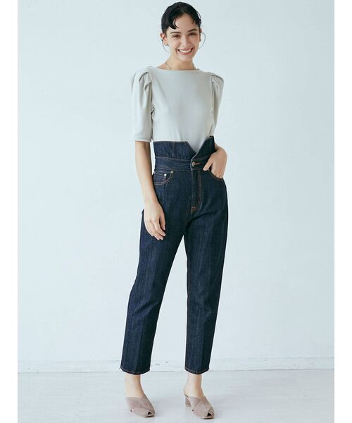 LAGUNAMOON（ラグナムーン）の「ハイウエストデザインデニムパンツ（デニムパンツ・レディース・インディゴブルー/ブラウン・SMALL/MEDIUM）」の4枚目の写真