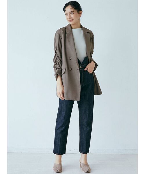 LAGUNAMOON（ラグナムーン）の「ハイウエストデザインデニムパンツ（デニムパンツ・レディース・インディゴブルー/ブラウン・SMALL/MEDIUM）」の6枚目の写真