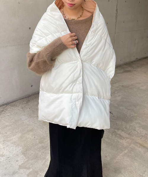 DouDou（ドゥドゥ）の「中綿マフラー（ストール/ショール・レディース・ブラック/アイボリー・FREE）」の22枚目の写真